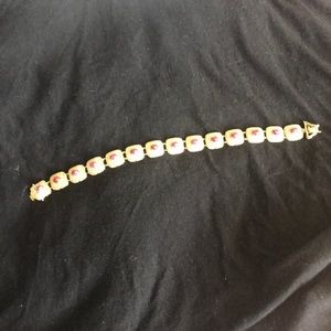 Ruby bracelet gold plated over sterling silver